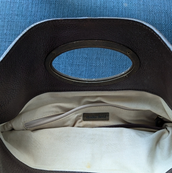 Charles David Brown Leather Foldover Clutch - Picture 3 of 3